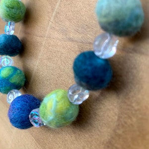 Springtime Color Felted Wool Bead and Glass Spirals Necklace image 1