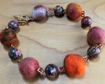 Mauve Tones Bracelet with Tiger Marbled Jasper