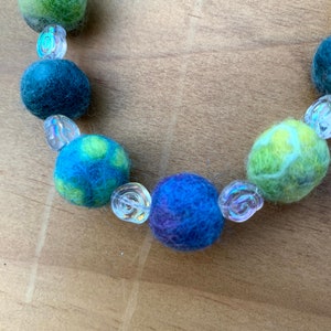 Springtime Color Felted Wool Bead and Glass Spirals Necklace image 4