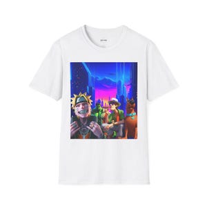 Retro Cartoon Mashup T-Shirt | Fun Graphic Tee for Anime Lovers, Gift for Friends, Comic Con Outfit, Casual Wear, Unique Present