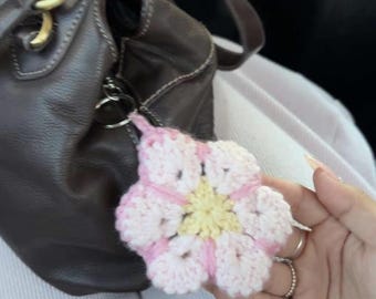 Handmade Crochet Flower Keychain | Car Charm