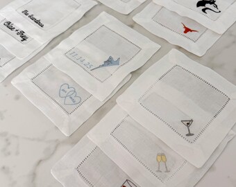 Custom Embroidered Linen Napkins Gift Keepsake