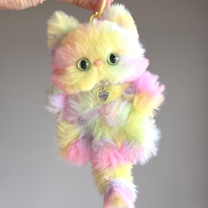 Meet Summer Cat! Cat Keychain, Bag Charms, Car Charms Cat, Phone Charm, Furry Cat, Cat Lover Gift, Birthday Gift, Mother Gift, Memorial Gift
