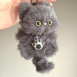 Meet Summer Cat! Cat Keychain, Bag Charms, Car Charms Cat, Phone Charm, Furry Cat, Cat Lover Gift, Birthday Gift, Memorial Gift