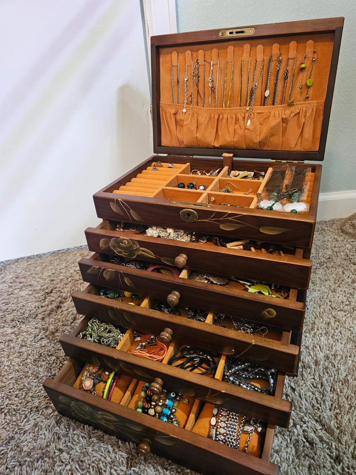 Hand-painted Wooden Jewelry Box | Jewelry Holder | Jewelry Organizer | Necklace Organizer | Large Jewelry Box | Gift For Her