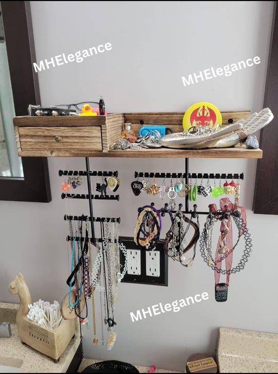 Porta Collares Colgador De Aros De Madera Organizador De Joyas De