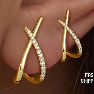 14k Gold Filled Earring Studs, Gold Fill Earrings, Earring Jacket, Huggies Hoop, Ear Climber for Multi Piercings, Dainty Everyday Ear Stack