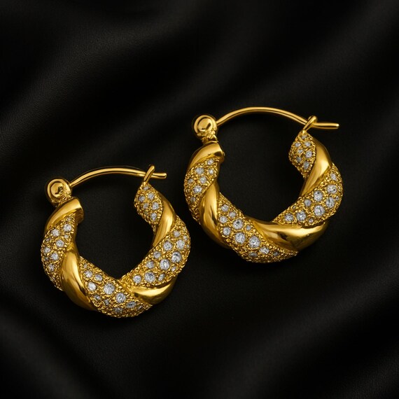 thumbnail image 2 of Gold 18k Open Hoop • Earrings Hypoallergenic Titanium • Fill 18k Gold Plated Simple • Dainty Minimalist - UK 2 of 10