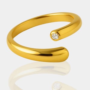14K Solid Gold Open Wrap Ring, Adjustable Ring, Open Gold Band, Dainty Fine Jewelry, Everyday Stacking Ring, Minimalist Ring, Gift for Her