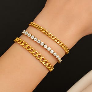 14K Gold Dainty Chain Bracelets ,Cuban Chain Bracelet,Gold Layering Bracelet,14k Gold Plated,Tarnish-resistant Twisted Chain,Beaded Bracelet