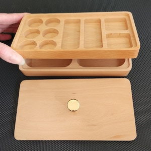 Stackable Wooden Jewelry Box with Brass Handle: Travel Jewelry Case