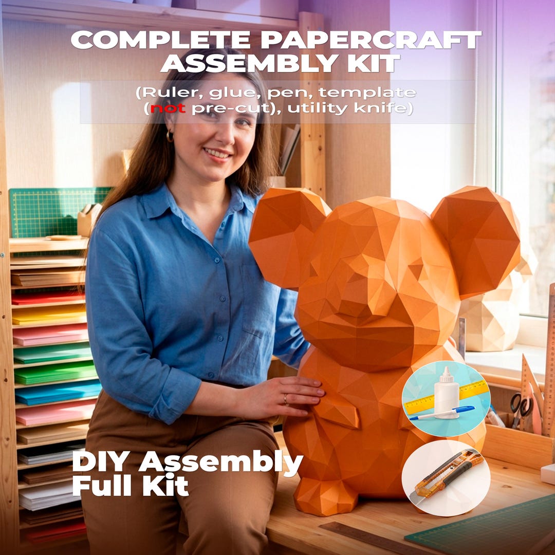 Mouse Papercraft Kit 30cm, Pre-cut 3D Paper Mouse Figure, DIY Animal ...