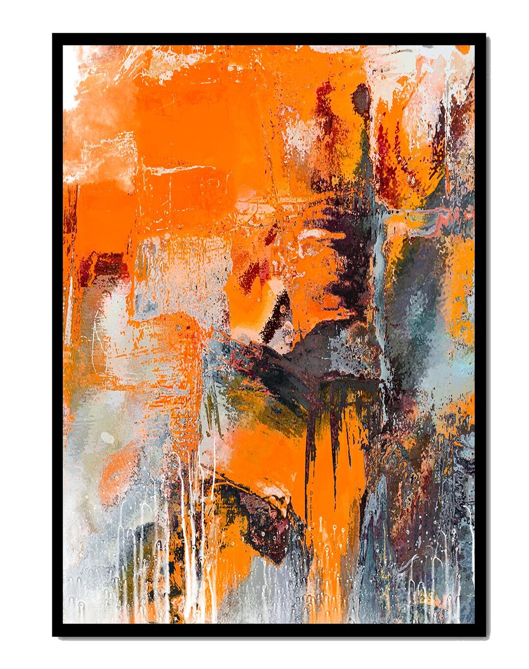 Abstract Orange and Grey Textured Art - Poster, Canvas, Quality Modern ...