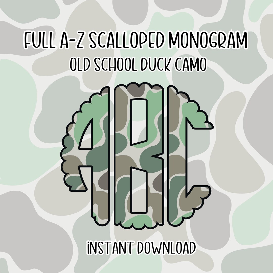 Camo Scalloped Monogram PNG Old School Camo Monogram Camo Font Retro ...