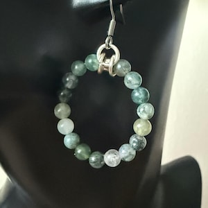 Moosachat Creolen, Kristallohrringe, Edelsteinohrringe, Energieheilung Schmuck, Kristallschmuck, Edelsteinschmuck