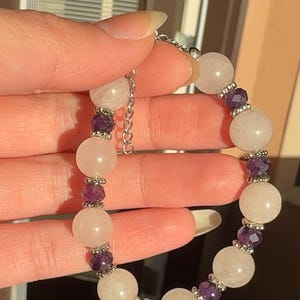 Rose Quartz and Amethyst Bracelet, Gemstone Bracelet, Crystal Bracelet
