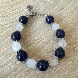 Amethyst and Rose Quartz Bracelet, Gemstone Bracelet, Crystal Bracelet, Gemstone Jewelry, Crystal Jewelry