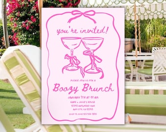 Boozy Brunch Invitation: Editable 5x7 Canva Template (Digital)