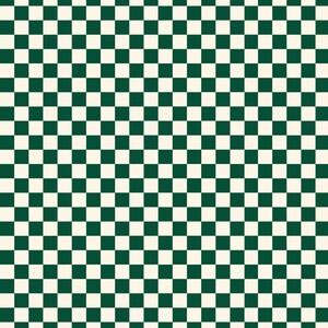 May include: A repeating checkerboard pattern in dark green and cream. The design is made up of evenly sized squares arranged in a grid. This simple, yet effective pattern is suitable for various design purposes.
