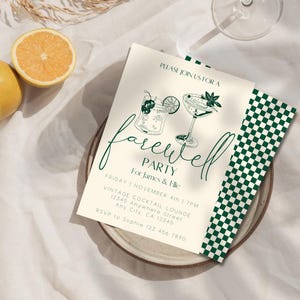 Invitación para fiesta de despedida, 5 x 7 pulgadas, plantilla editable, invitación de Canva, invitación retro