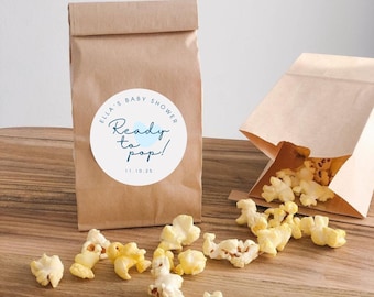 Pegatinas o etiquetas de regalo para baby shower: Plantilla editable de Canva (5x5 cm + 7x7,6 cm)