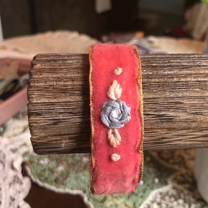 Hand embroidered bracelet , unique gifts, gifts for her, one of a kind design
