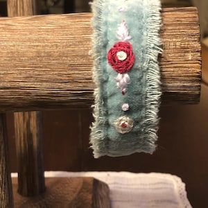 Hand embroidered bracelet, cuff bracelet, unique gifts, gifts for her, original design