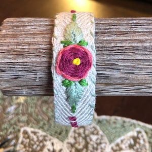 Hand embroidered bracelet, cuff bracelet, unique gifts, gifts for her