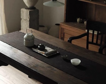 Plant Dye Handmade Japanese Tea Mat | Wabi Sabi Table Runner | Rustic Cotton Placemat | Tea Ceremony Decor | Minimalist Zen Style