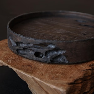 Handgefertigtes Holz Tee Tablett | Natürliches Hartholz Serviertablett | Wabi-Sabi Tee & Kaffee Tablett | Einzelstück