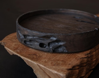 Handmade wood Tea Tray | Natural Hardwood Serving Tray | Wabi-Sabi Tea & Coffee Tray | One of a Kind