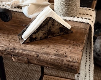 porte-mouchoirs en fer rustique vintage | Pince à serviette en métal recyclé antique | Décoration de table wabi-sabi | Porte-mouchoirs de ferme industriel | H unique