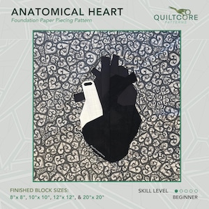 Anatomical Heart | FPP Quilt Pattern | Instant PDF download | Foundation Paper Piecing | Beginner Quilt Pattern