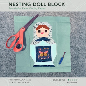 Nesting Doll FPP Quilt Block Pattern | PDF download | Foundation Paper Piecing