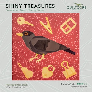 Shiny Treasures | FPP Quilt Pattern | Crow Collection | Instant PDF download | Foundation Paper Piecing | Quilting Pattern
