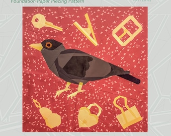 Crow Raven FPP Quilt Block Pattern | Shiny Treasures (PDF Download)