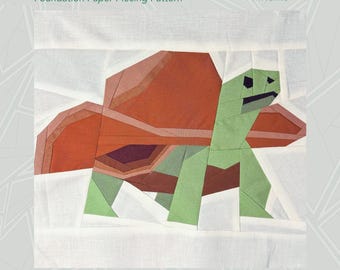 Cowboy Turtle FPP Quilt Block Pattern |  (PDF Download)