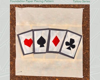 Cards Tattoo Block | FPP Quilt Pattern (Instant PDF Download)