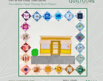 Yellow Building | FPP Quilt Pattern | Instant PDF download | Foundation Paper Piecing | Fussy Town Series
