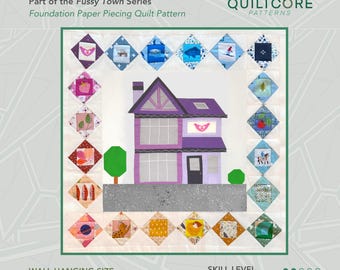 Lilac Building | FPP Quilt Pattern | Instant PDF download | Foundation Paper Piecing | Fussy Town Series