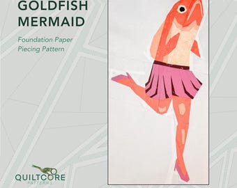 Reverse Mermaid - Goldfish | FPP Quilt Pattern | Instant PDF download | Foundation Paper Piecing | Quilting Pattern