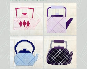 Teapots | FPP Quilt Pattern  | Instant PDF download | Foundation Paper Piecing | Beginner Quilt Patterns