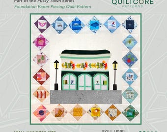 Teal Building | FPP Quilt Pattern | Instant PDF download | Foundation Paper Piecing | Fussy Town Series
