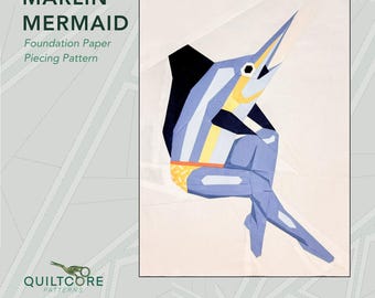 Reverse Mermaid - Marlin | FPP Quilt Pattern | Instant PDF download | Foundation Paper Piecing | Quilting Pattern