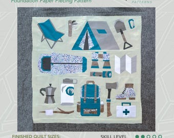 Camping Sampler | FPP Quilt Pattern | Instant PDF download | Foundation Paper Piecing