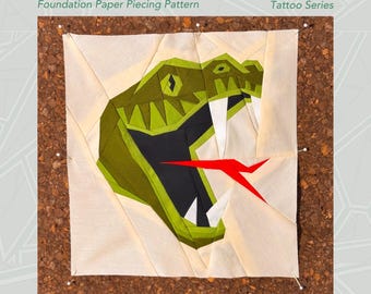Snake Tattoo FPP Quilt Block Pattern | (PDF Download)