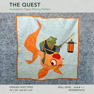The Quest | Frog and Goldfish FPP Quilt Pattern | Instant PDF download | Foundation Paper Piecing | Intermediate Quilt Pattern