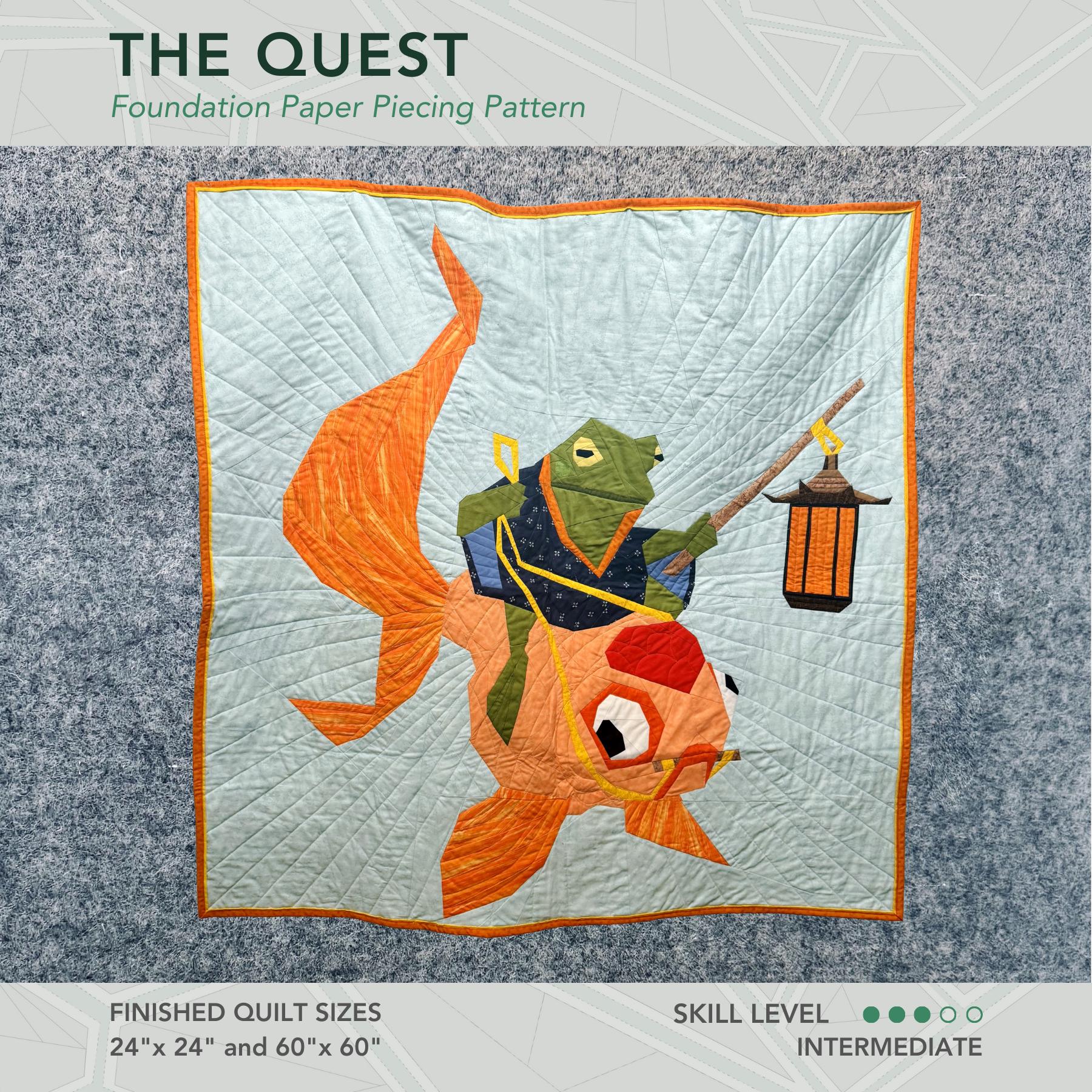 Frog and Goldfish FPP Quilt Pattern | The Quest (PDF Download)