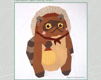 Tanuki | FPP Quilt Pattern | Japanese Raccoon Dog | Instant PDF download | Foundation Paper Piecing