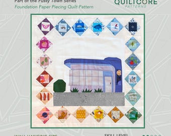 Purple Building | FPP Quilt Pattern | Instant PDF download | Foundation Paper Piecing | Fussy Town Series
